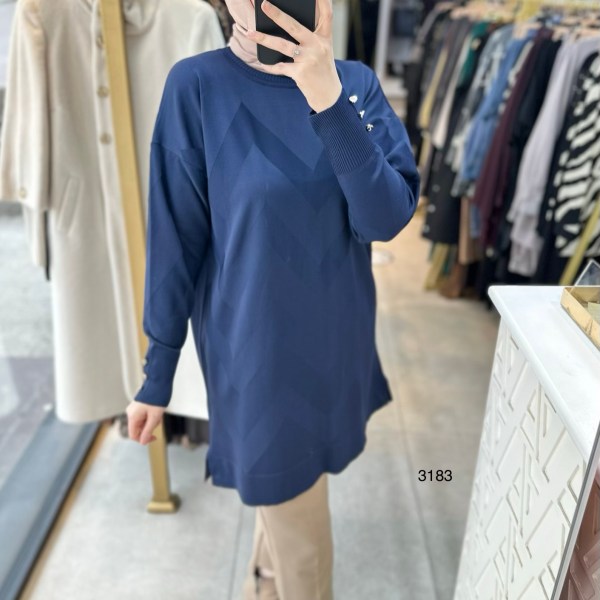 3183 V Desen Triko Tunik - Görsel 12