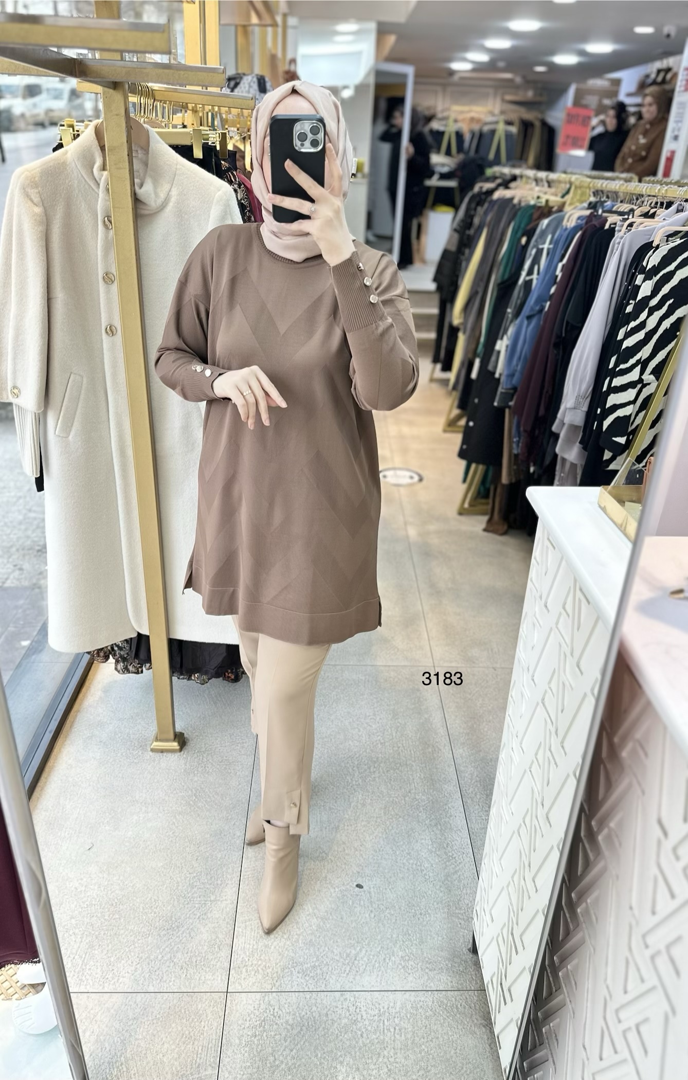 3183 V Desen Triko Tunik