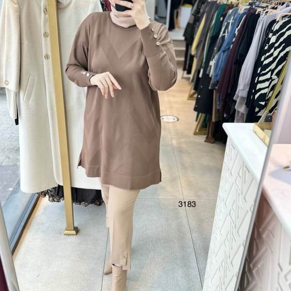 3183 V Desen Triko Tunik - Görsel 13