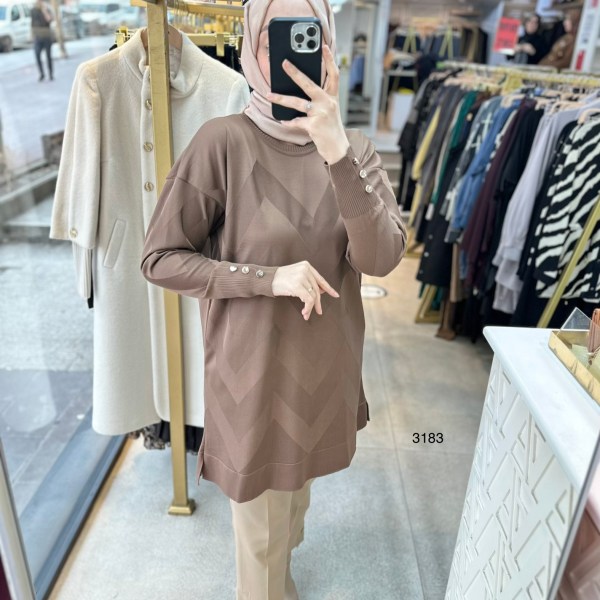 3183 V Desen Triko Tunik - Görsel 14