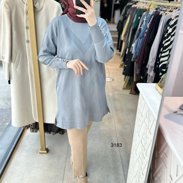 3183 V Desen Triko Tunik - Görsel 20