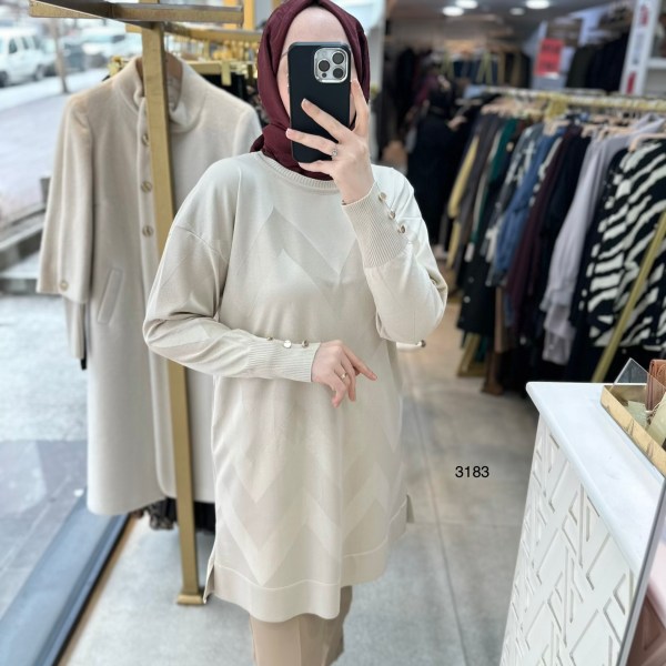 3183 V Desen Triko Tunik - Görsel 21