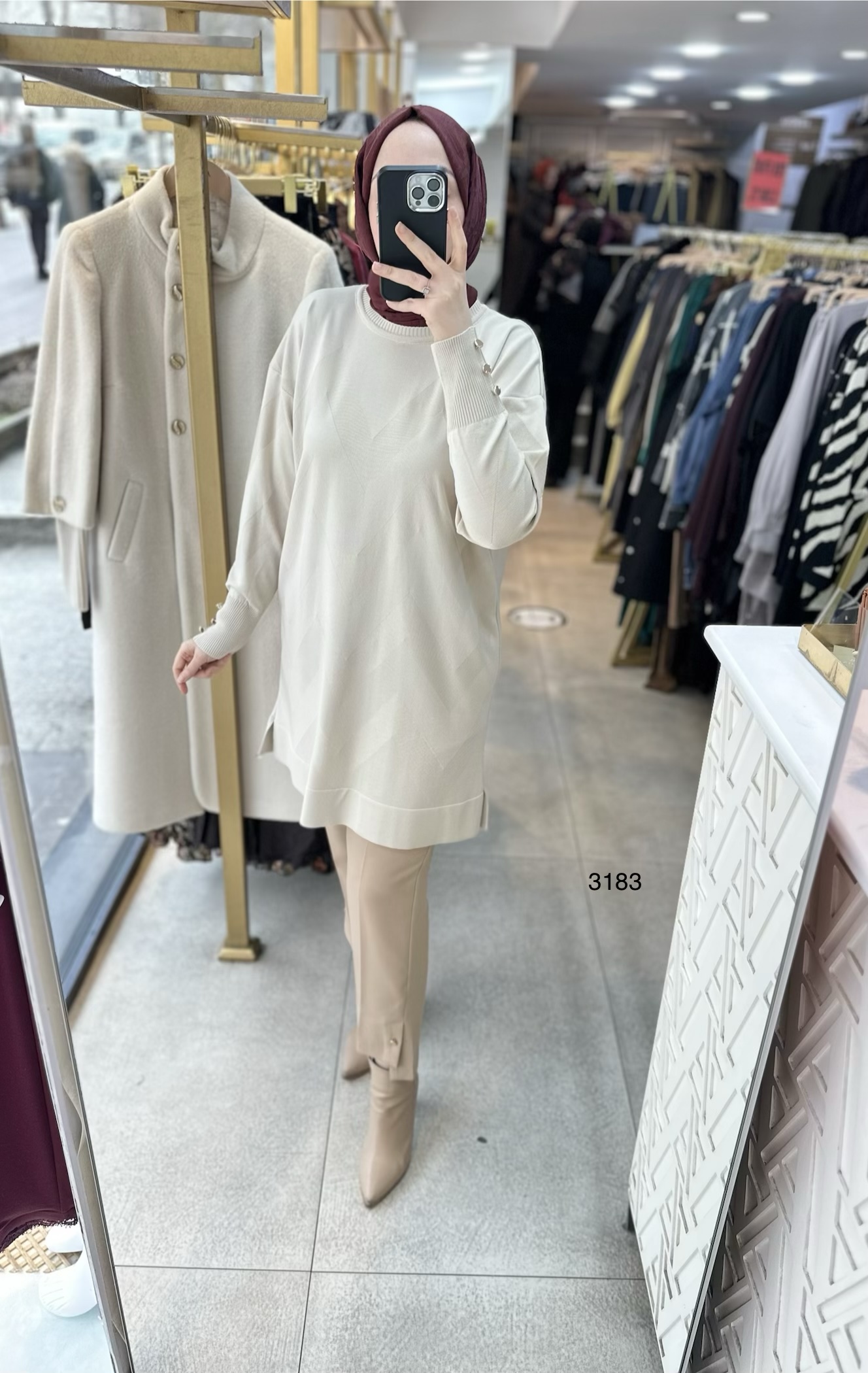 3183 V Desen Triko Tunik