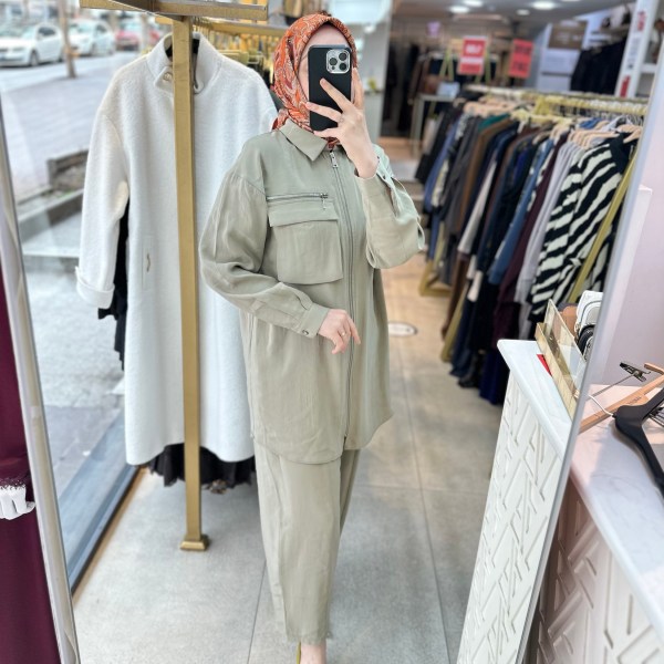 8676 Fermuarlı Tensel Kumaş Spor Takım - Görsel 7