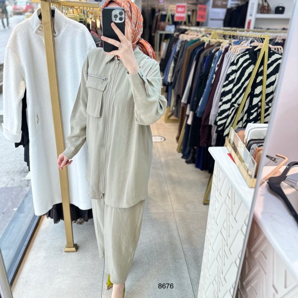 8676 Fermuarlı Tensel Kumaş Spor Takım - Görsel 16