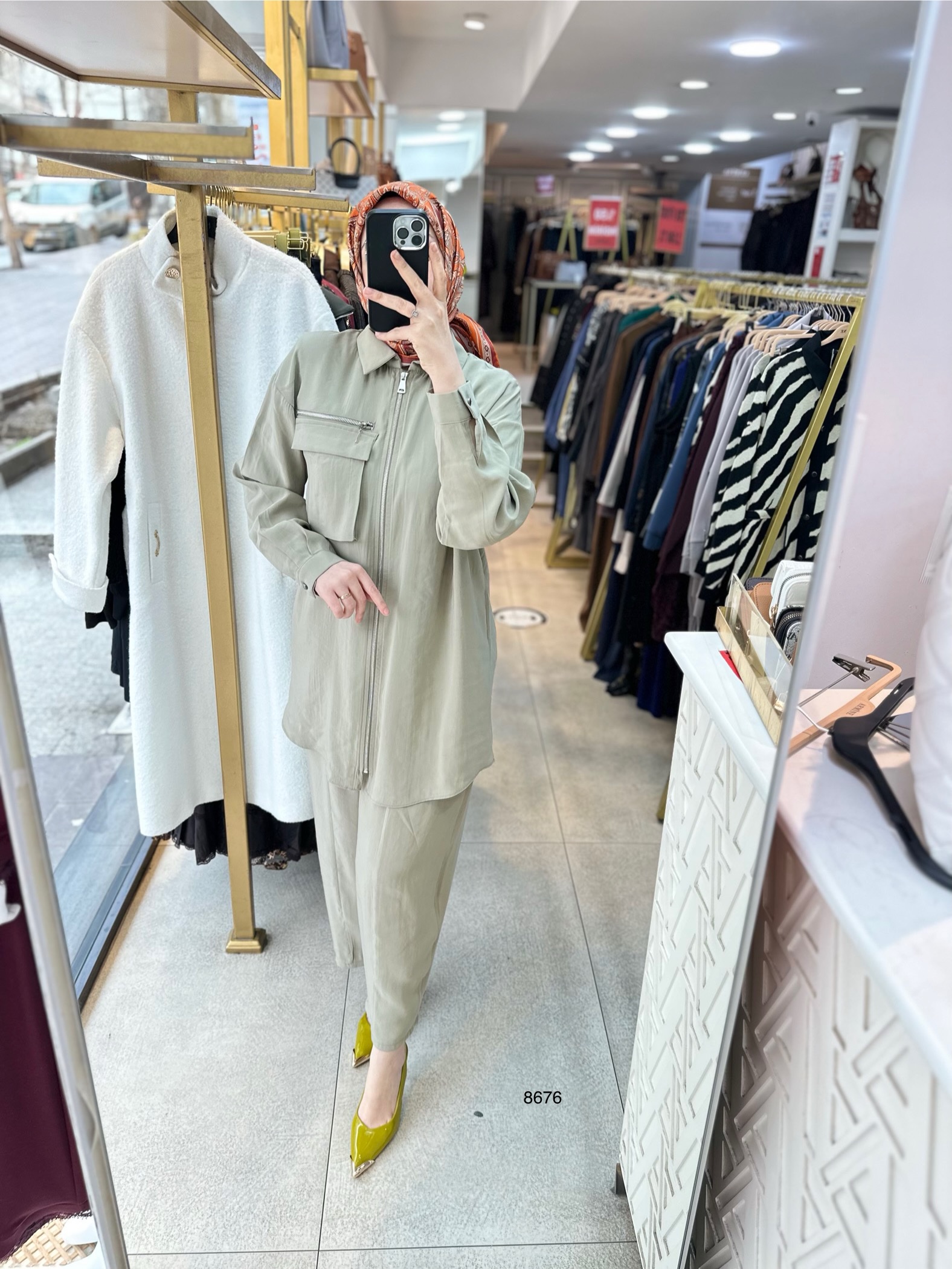 8676 Fermuarlı Tensel Kumaş Spor Takım - Görsel 5