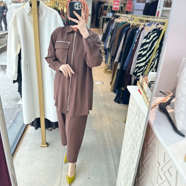 8676 Fermuarlı Tensel Kumaş Spor Takım - Görsel 3