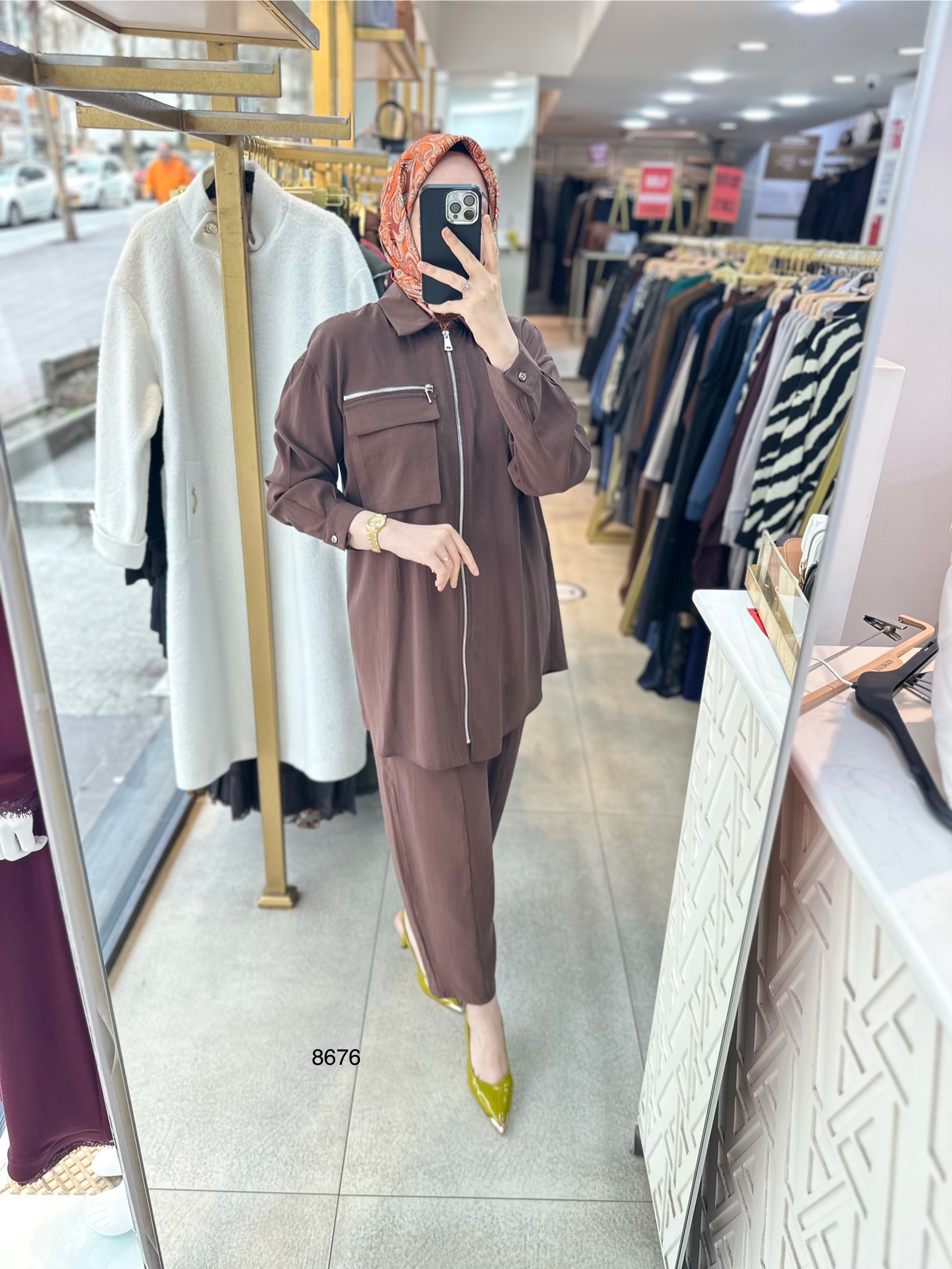 8676 Fermuarlı Tensel Kumaş Spor Takım - Görsel 2