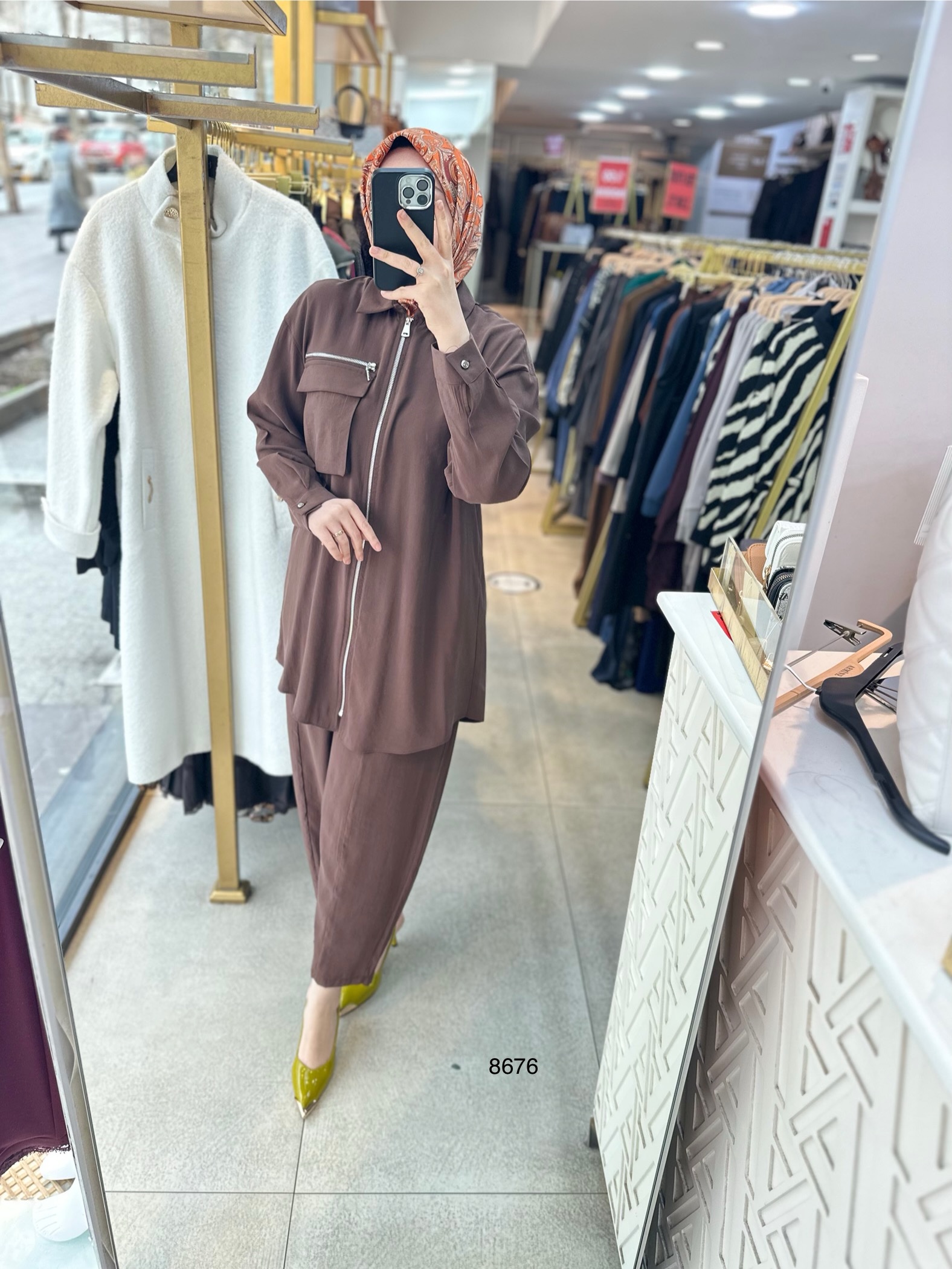 8676 Fermuarlı Tensel Kumaş Spor Takım - Görsel 1