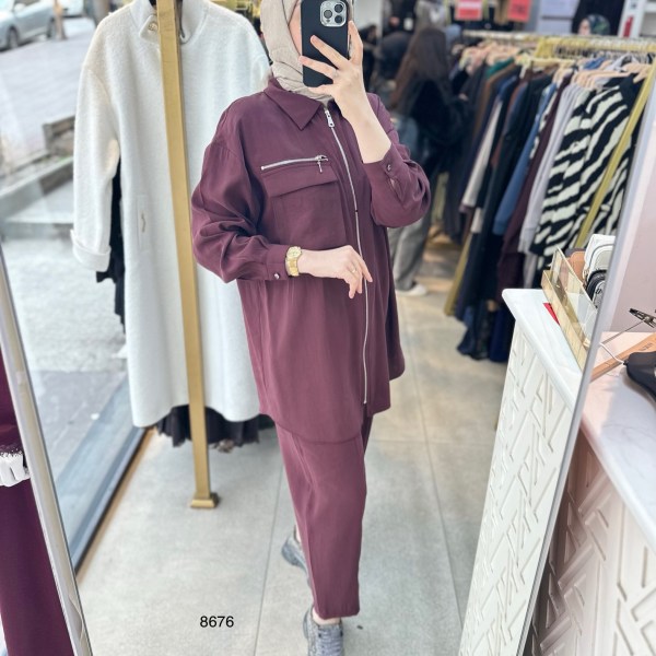 8676 Fermuarlı Tensel Kumaş Spor Takım - Görsel 9