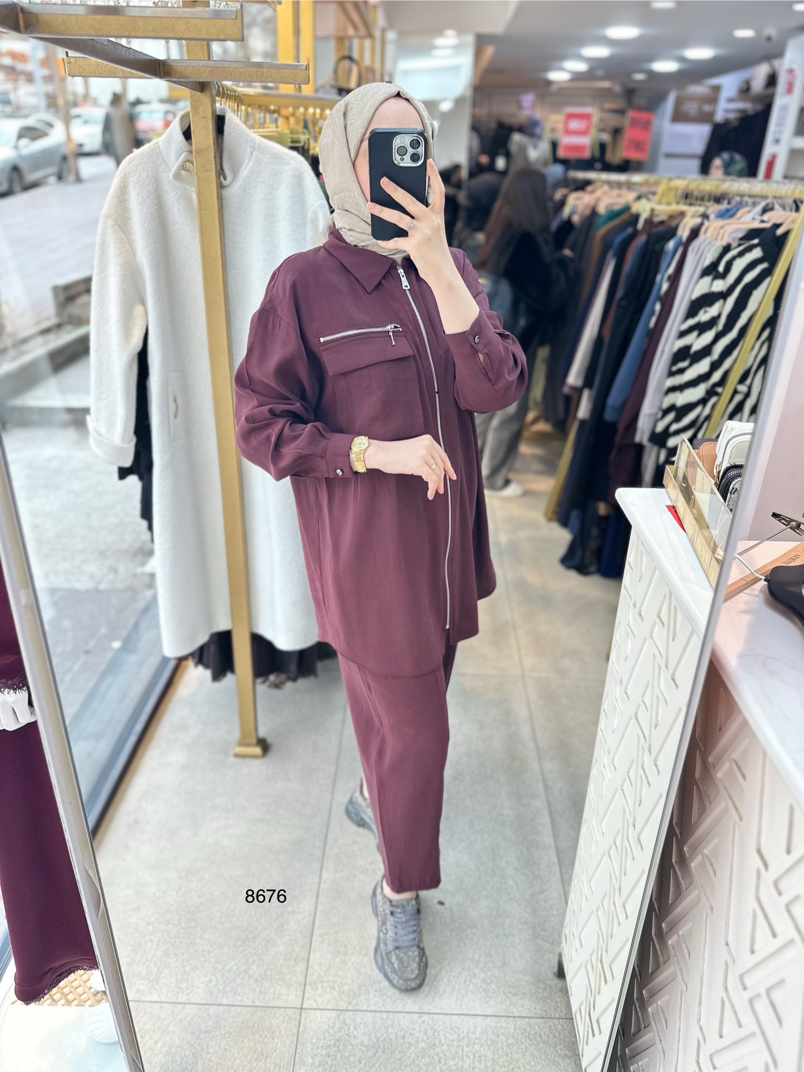 8676 Fermuarlı Tensel Kumaş Spor Takım - Görsel 9