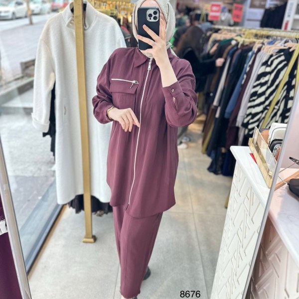 8676 Fermuarlı Tensel Kumaş Spor Takım - Görsel 10