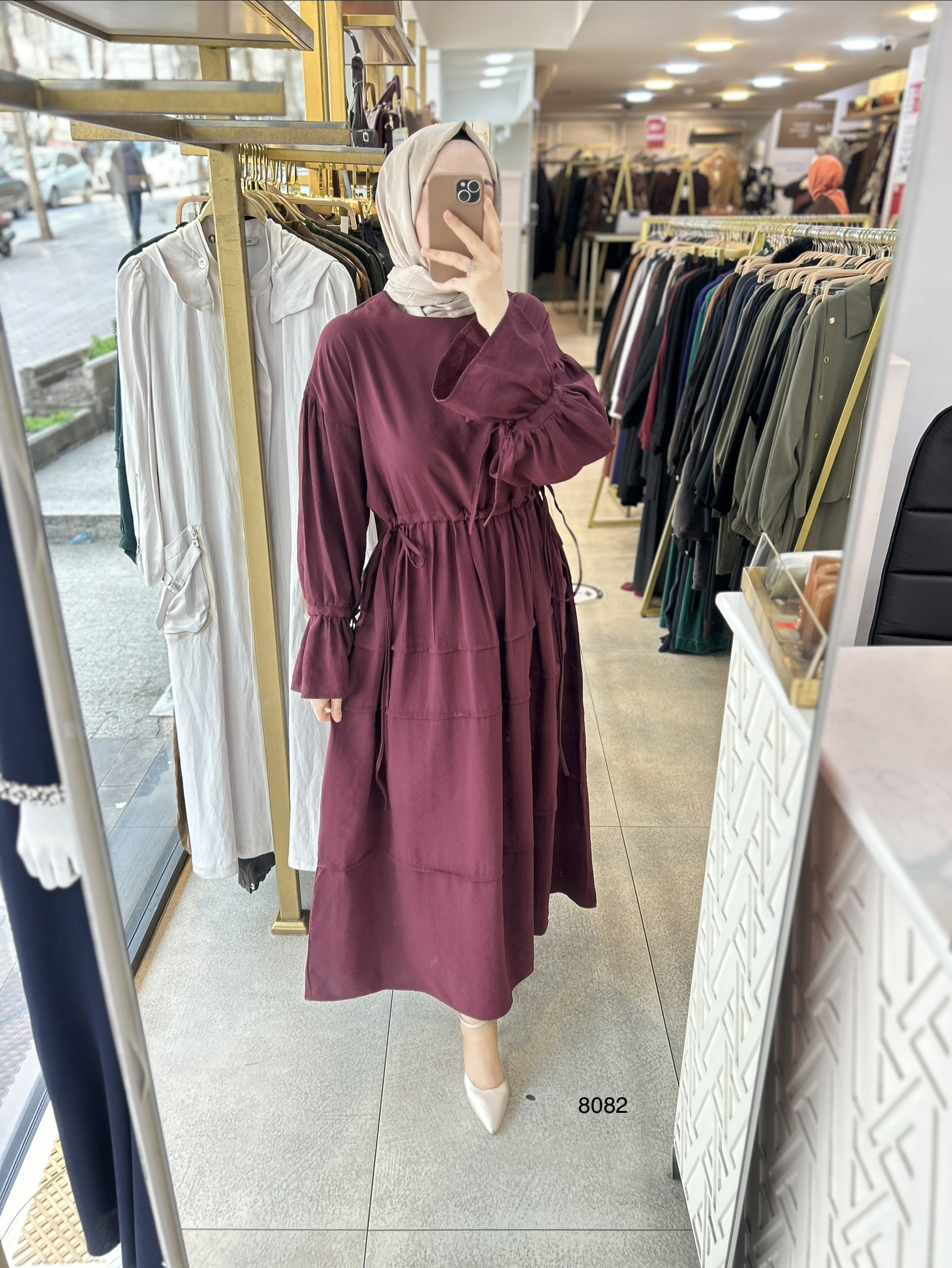 8082 Bağlama Detaylı Elbise - Görsel 1