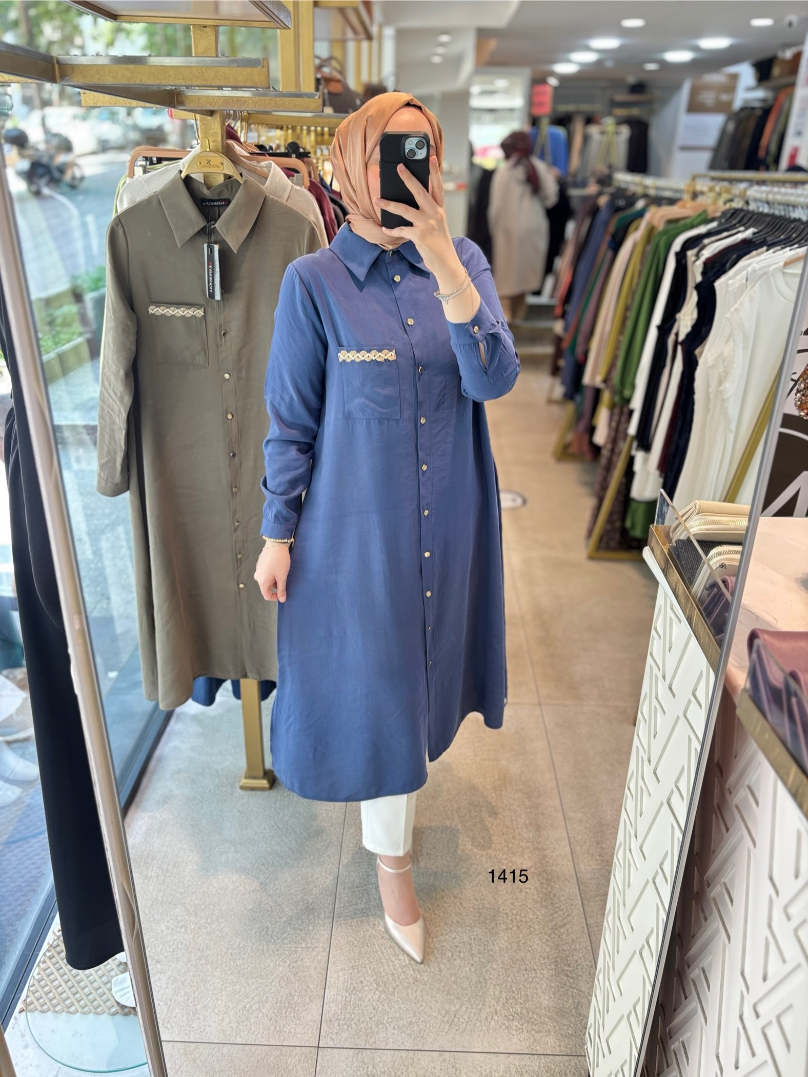 Selma Zaferoğlu 1415 Cep Detayı Hasırlı Tunik - Görsel 13