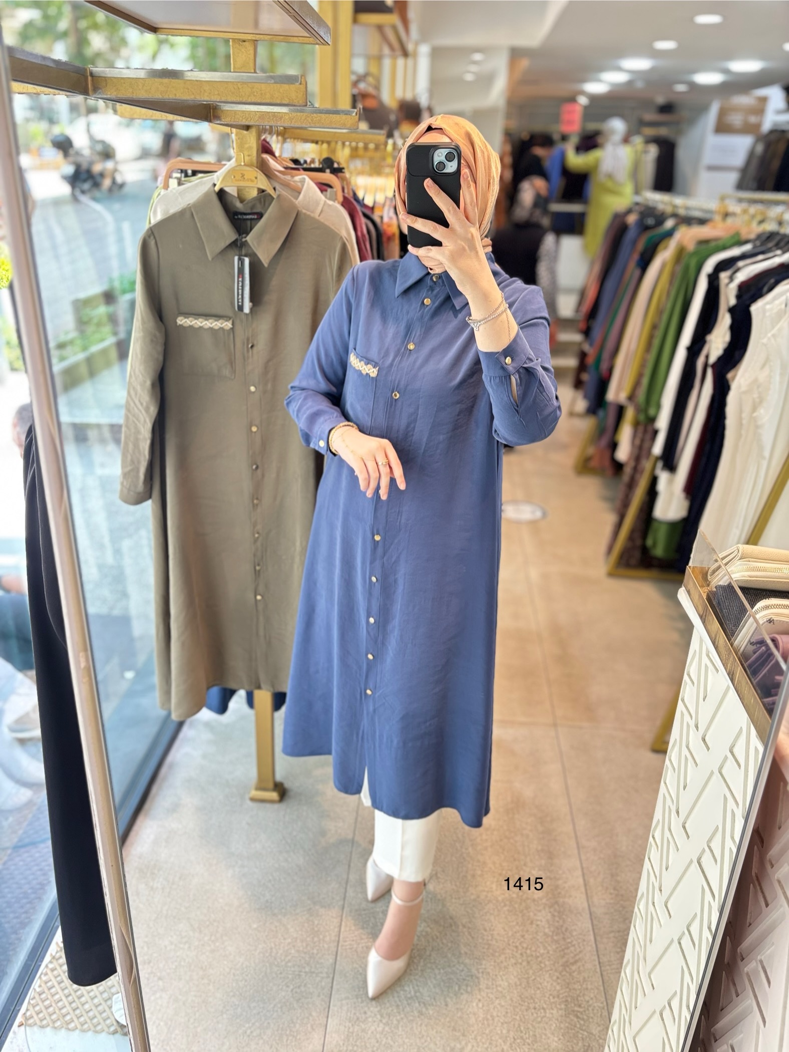 Selma Zaferoğlu 1415 Cep Detayı Hasırlı Tunik - Görsel 12