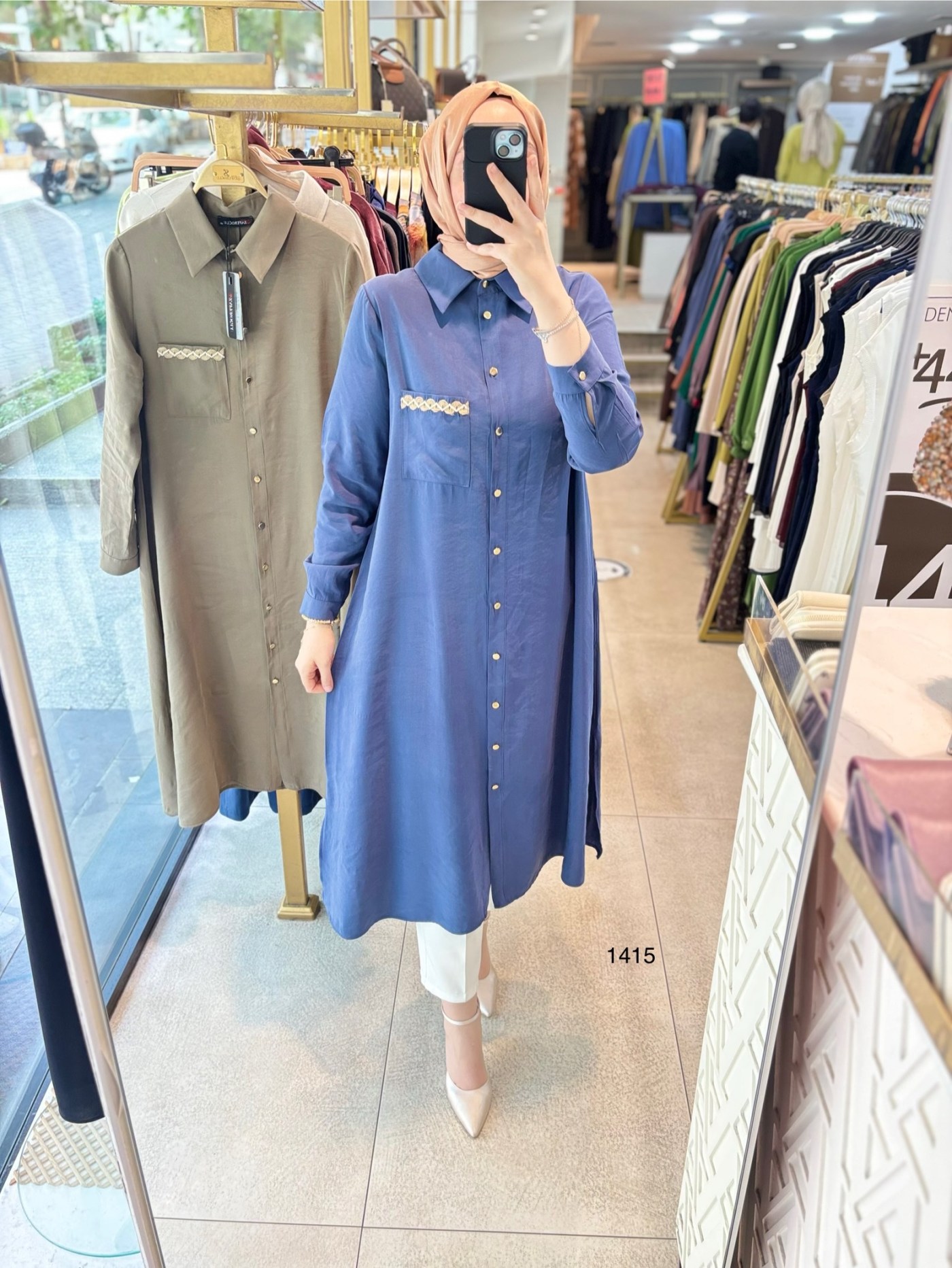 Selma Zaferoğlu 1415 Cep Detayı Hasırlı Tunik