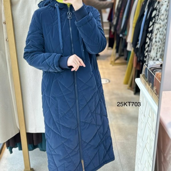 25KT703 Boydan Fermuarlı Cepli Kapüşonlu Kapitone Mont - Görsel 10