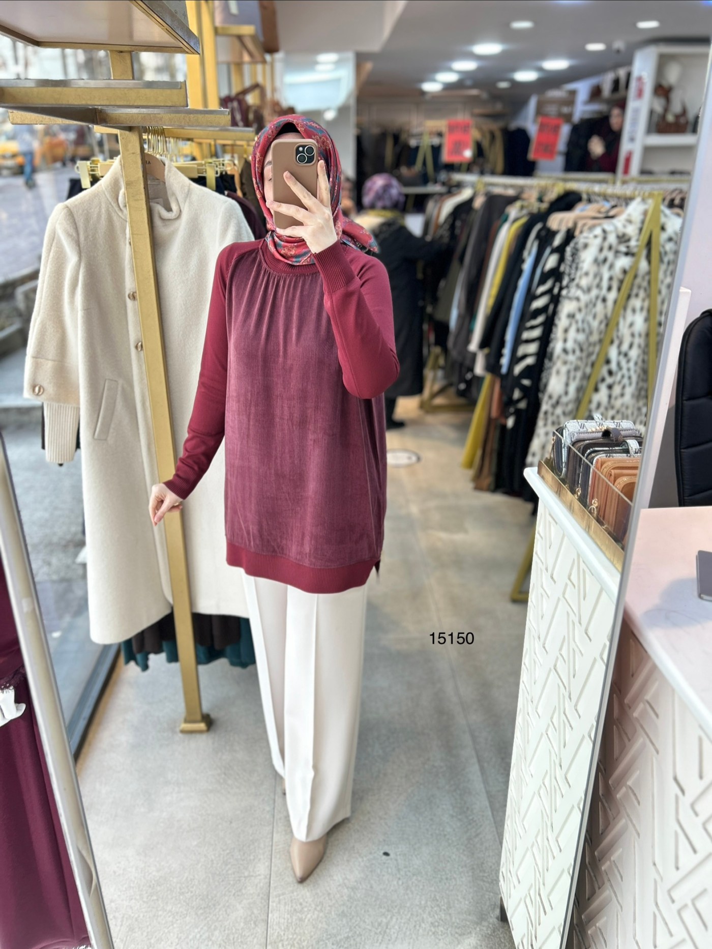 15150 Kolları Merserize Önü İpek Kupra Fermuar Detaylı Tunik