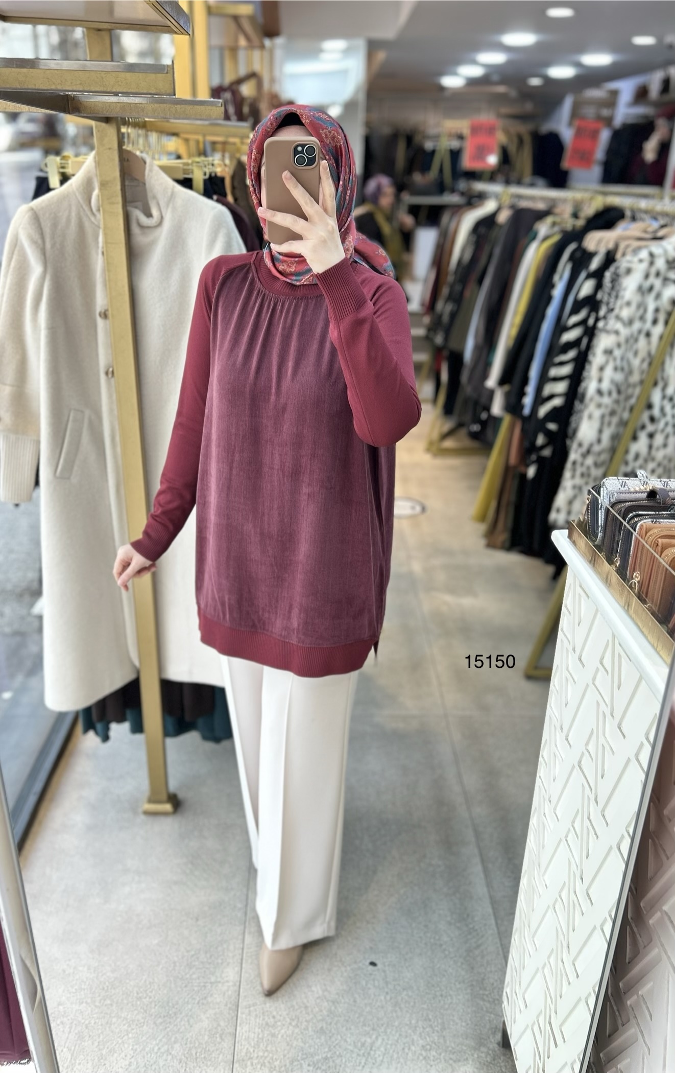 15150 Kolları Merserize Önü İpek Kupra Fermuar Detaylı Tunik