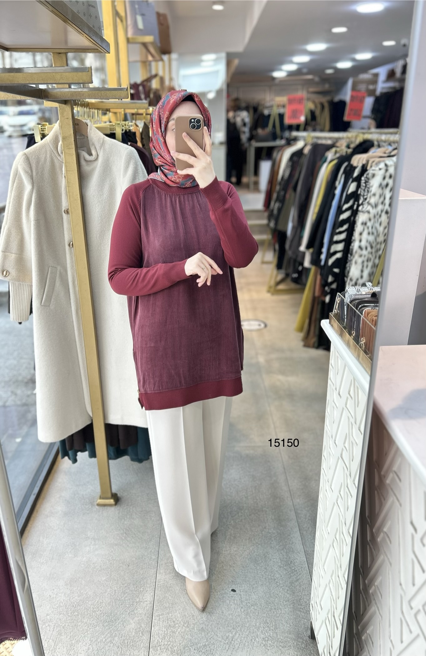 15150 Kolları Merserize Önü İpek Kupra Fermuar Detaylı Tunik