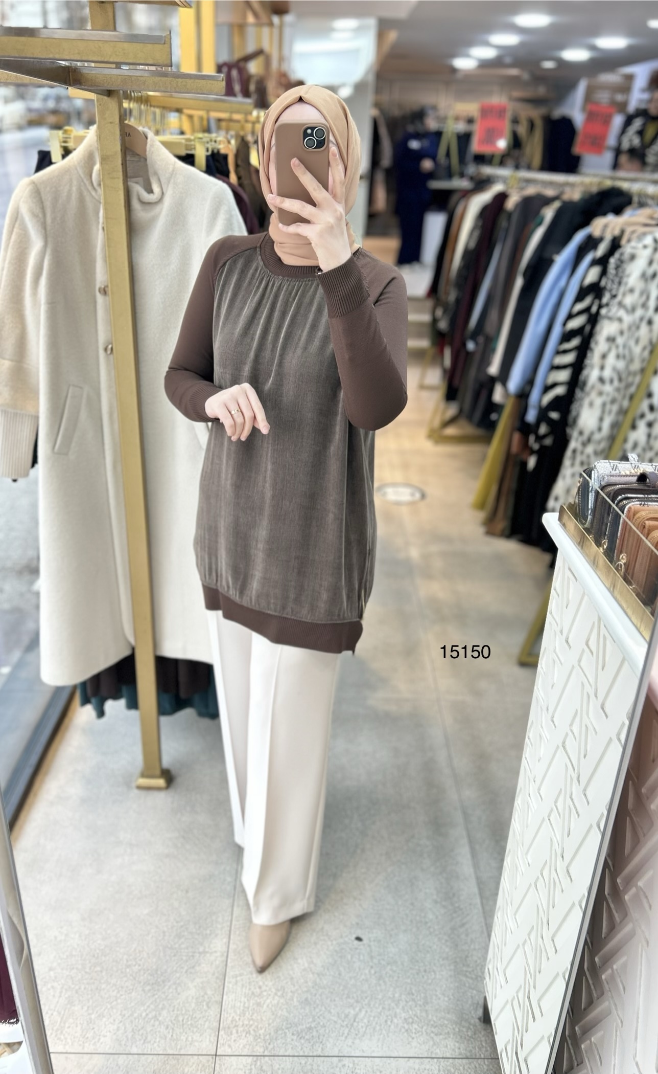 15150 Kolları Merserize Önü İpek Kupra Fermuar Detaylı Tunik