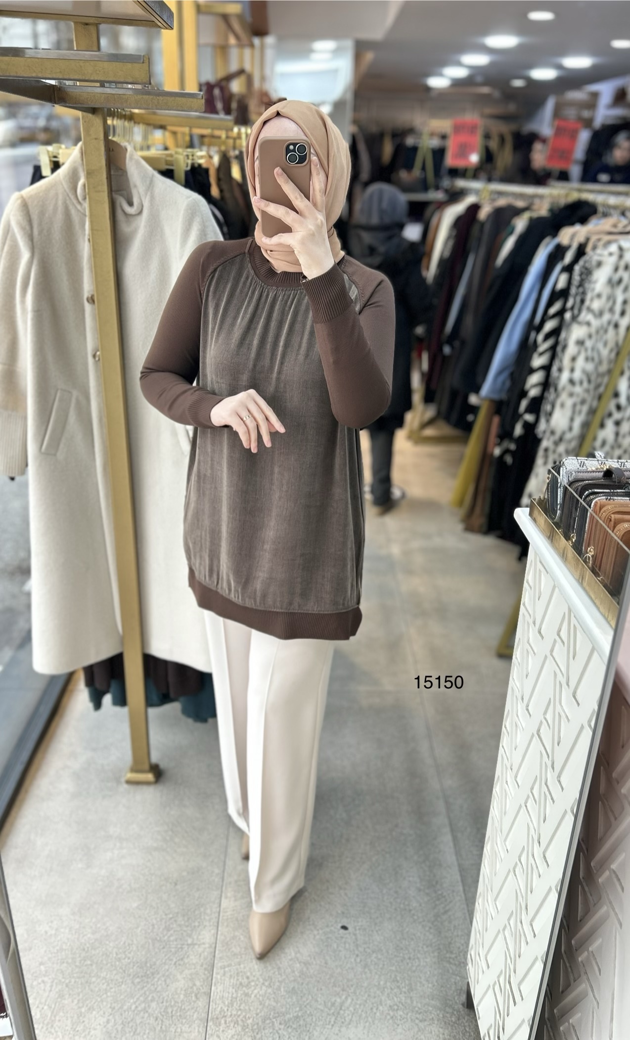 15150 Kolları Merserize Önü İpek Kupra Fermuar Detaylı Tunik