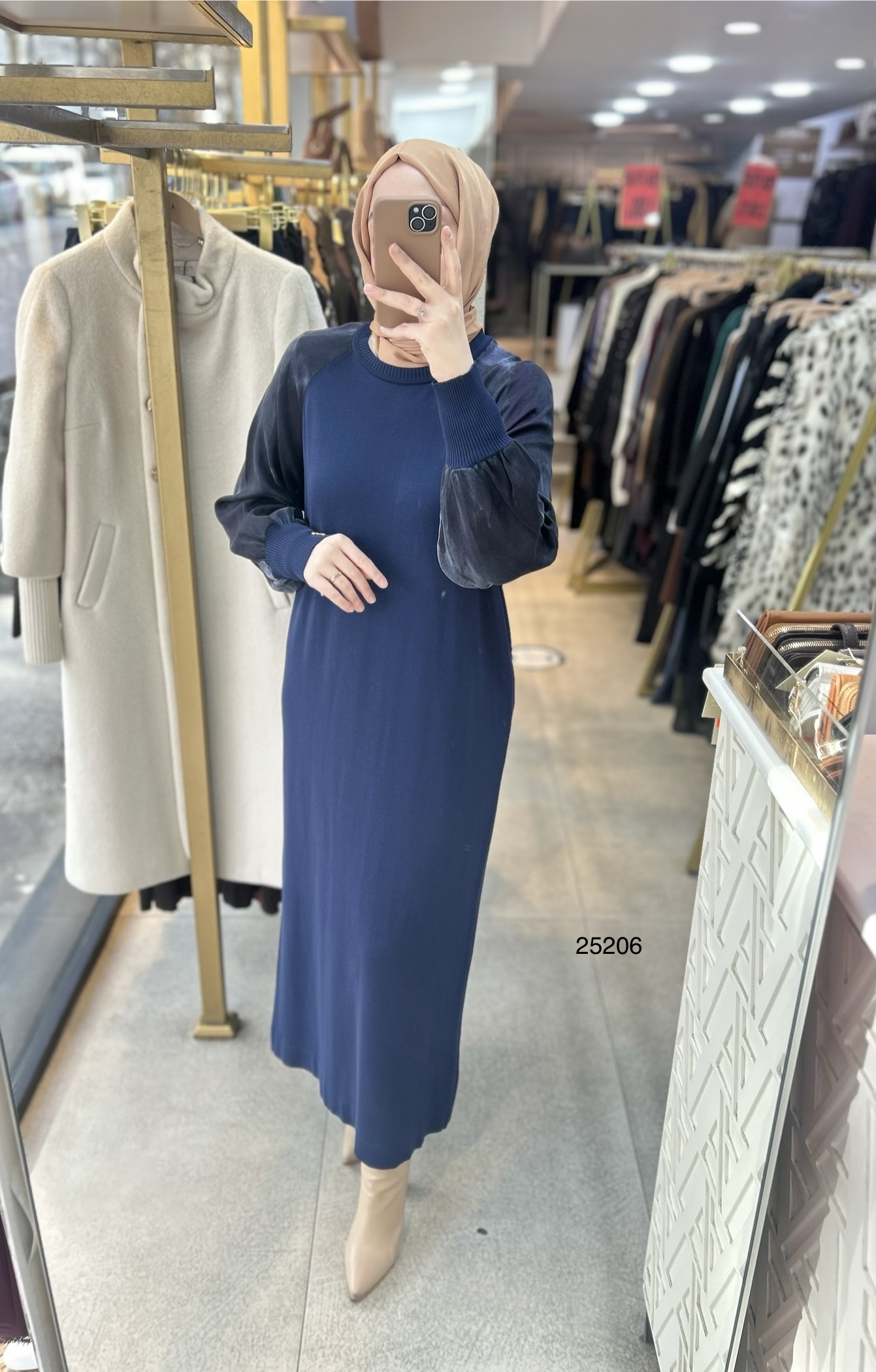 25206 Kolları İpek Kupra Merserize Elbise