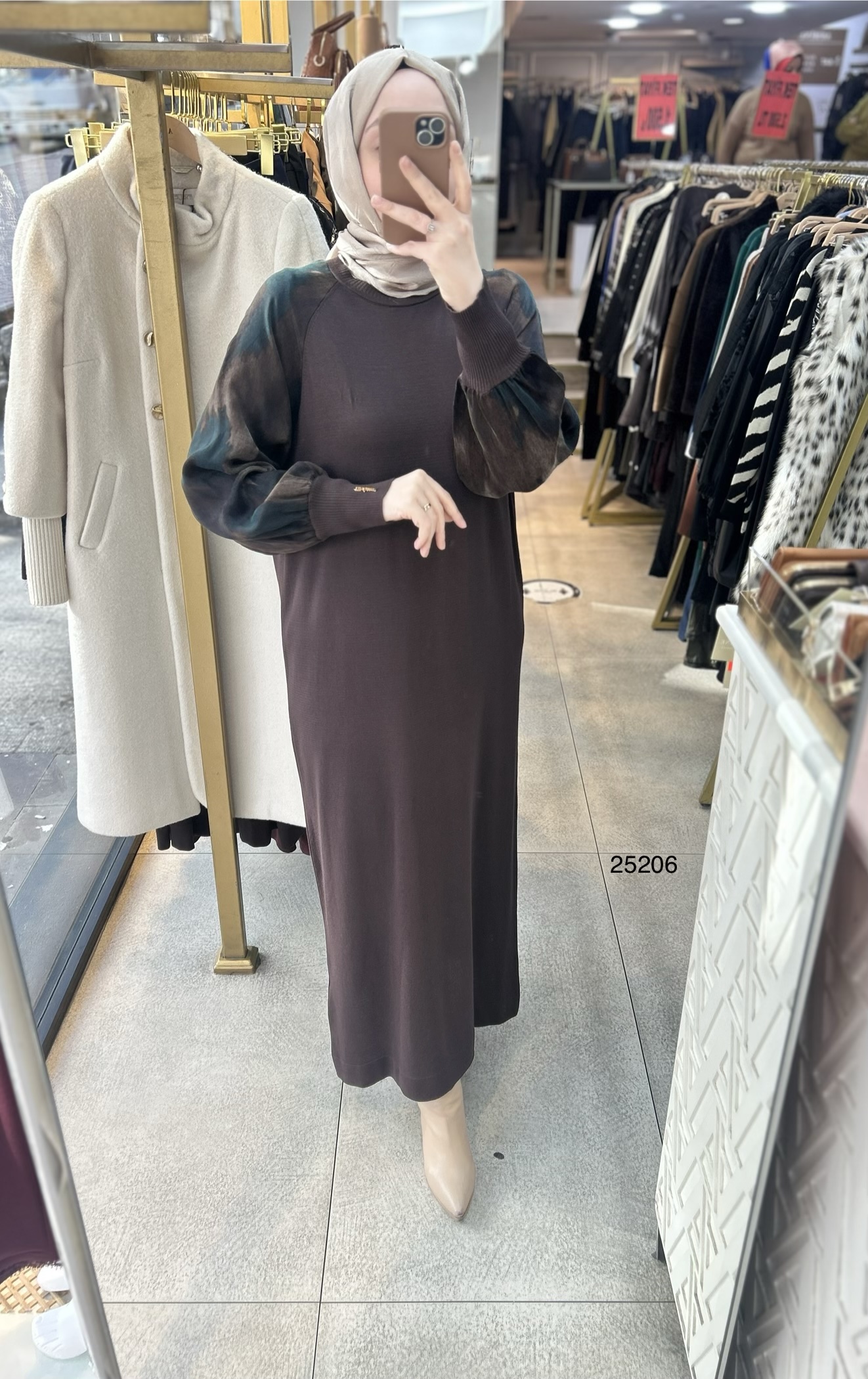 25206 Kolları İpek Kupra Merserize Elbise