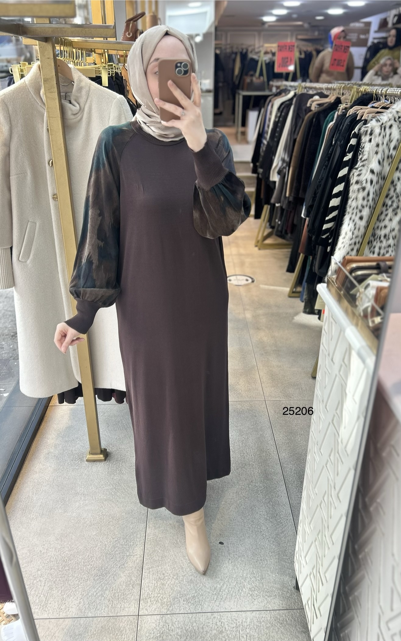 25206 Kolları İpek Kupra Merserize Elbise