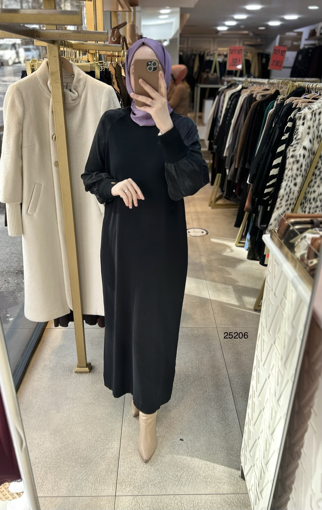 25206 Kolları İpek Kupra Merserize Elbise