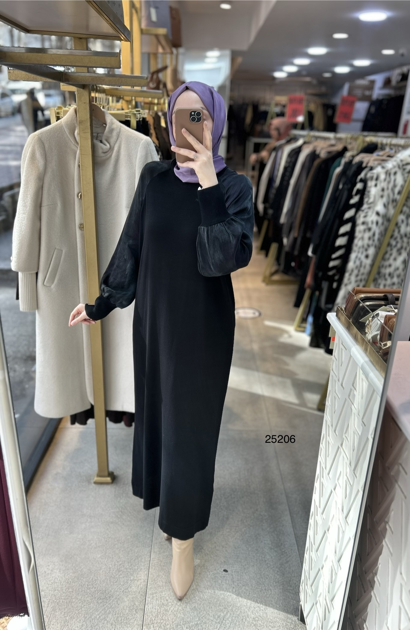 25206 Kolları İpek Kupra Merserize Elbise