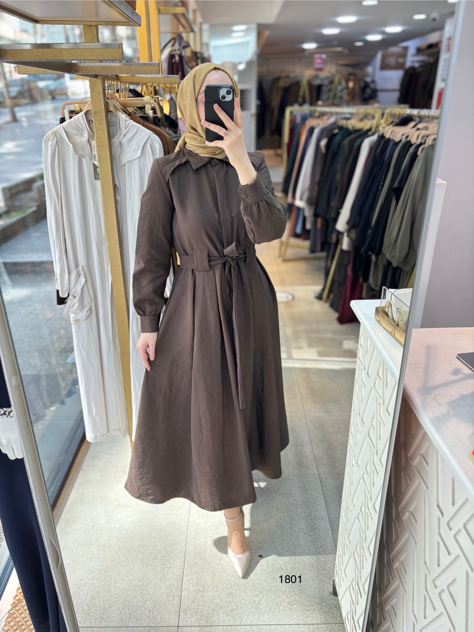 1801 Belden Bağlamalı Elbise - Görsel 9