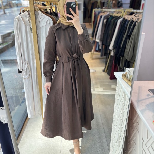 1801 Belden Bağlamalı Elbise - Görsel 6