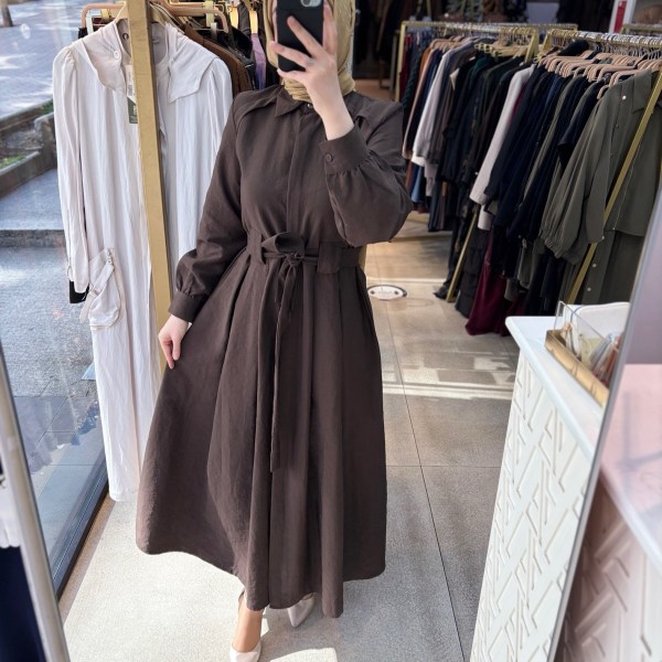 1801 Belden Bağlamalı Elbise - Görsel 5