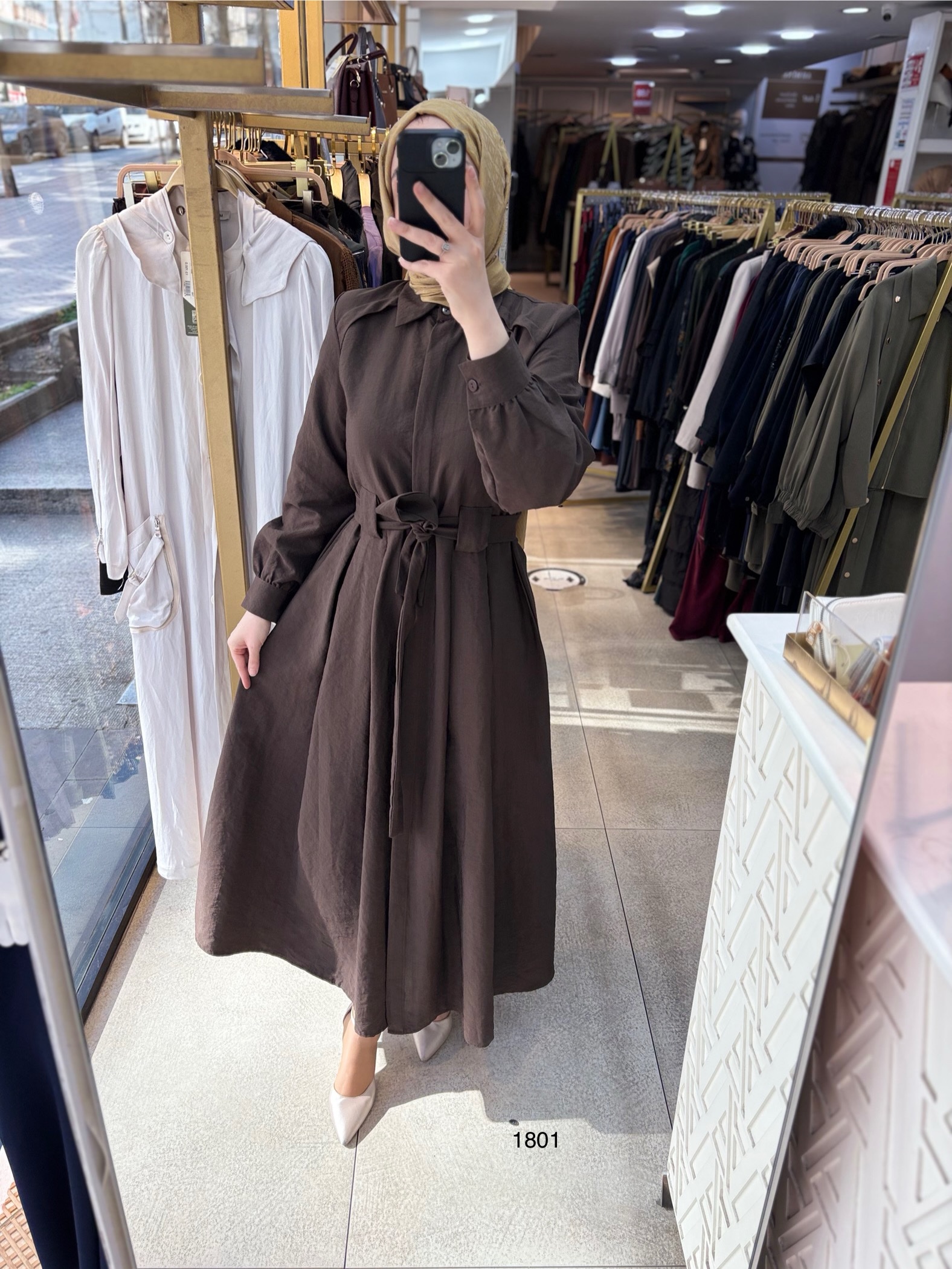 1801 Belden Bağlamalı Elbise - Görsel 5