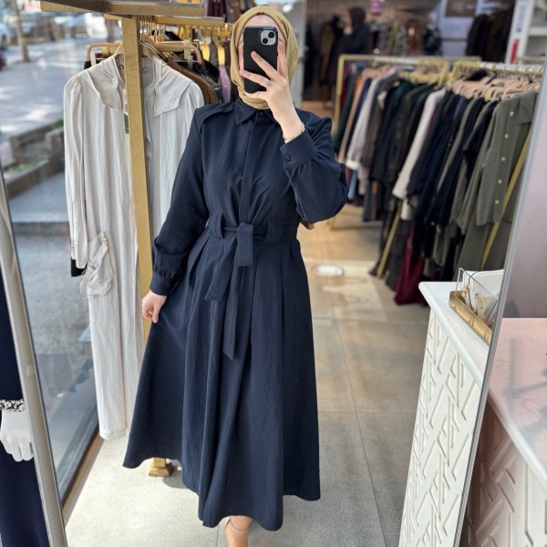 1801 Belden Bağlamalı Elbise - Görsel 2