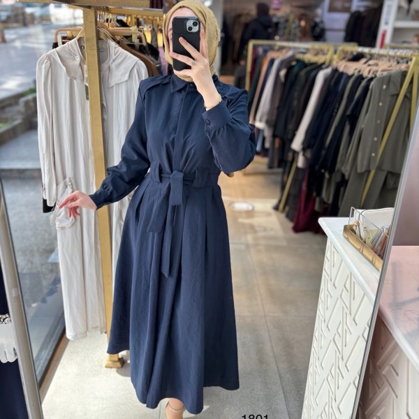 1801 Belden Bağlamalı Elbise - Görsel 1