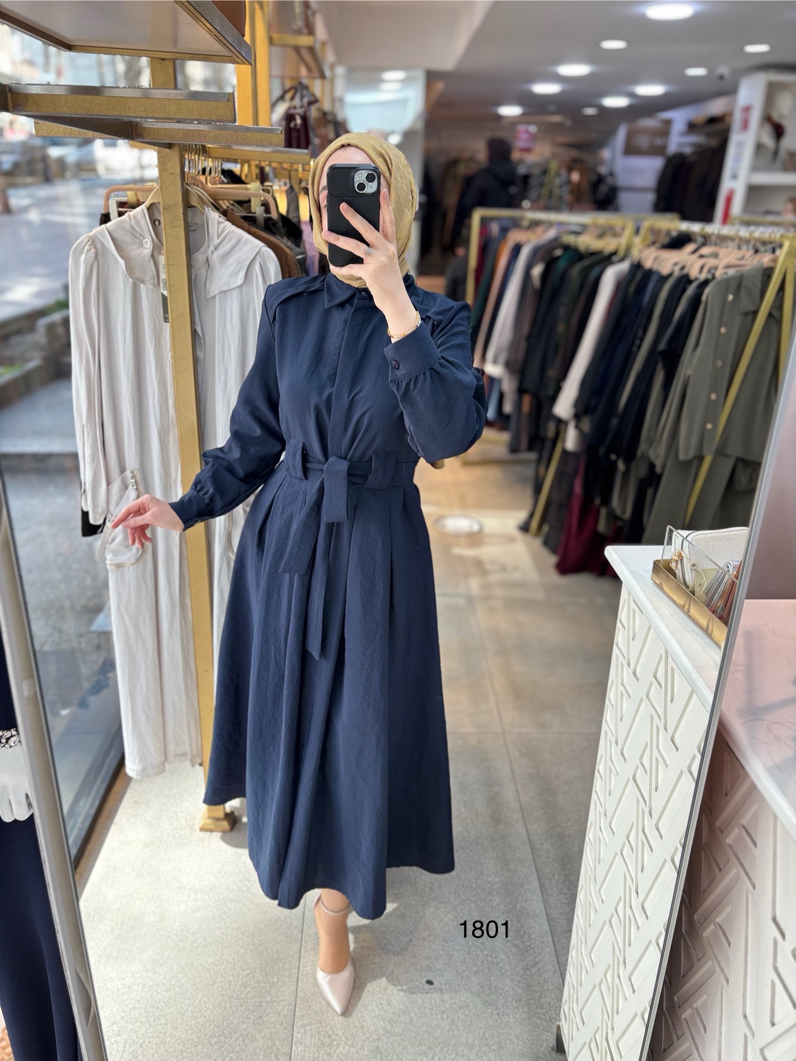 1801 Belden Bağlamalı Elbise - Görsel 1