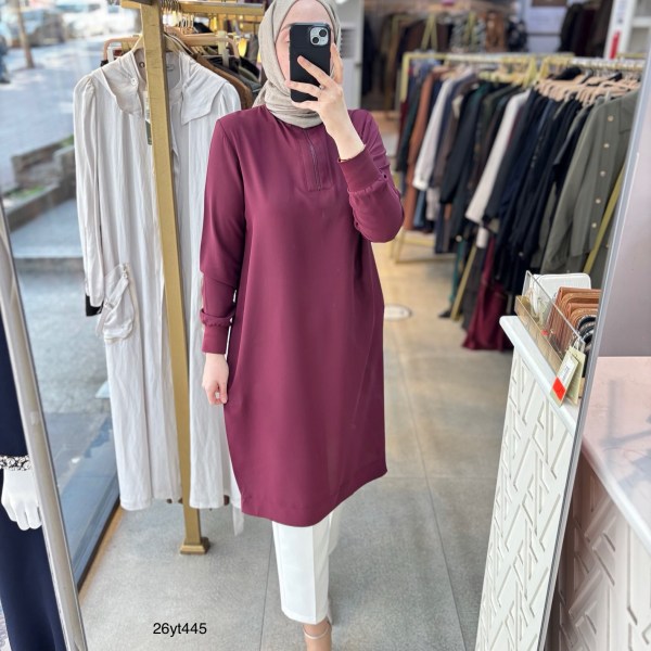 26YT445 Armine Trend Ribanalı Tunik - Görsel 3