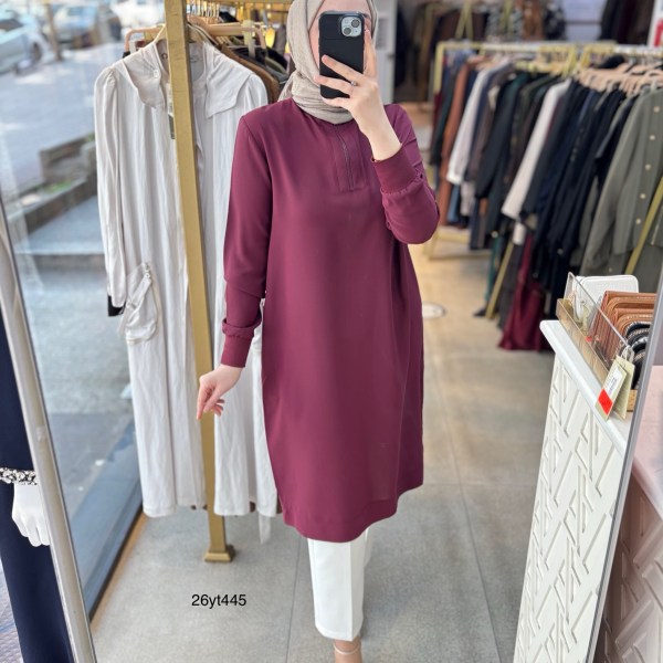 26YT445 Armine Trend Ribanalı Tunik - Görsel 1