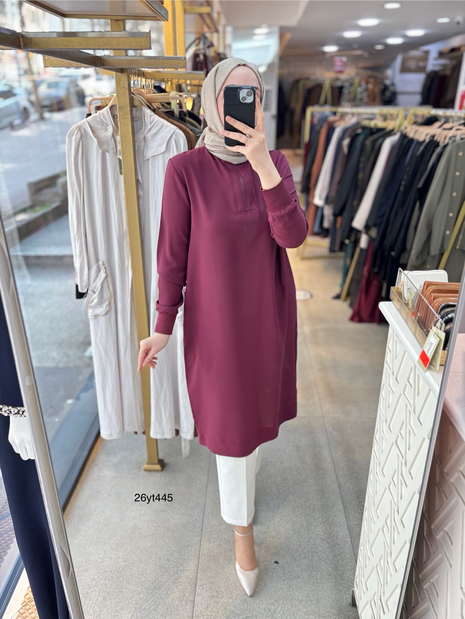 26YT445 Armine Trend Ribanalı Tunik - Görsel 1