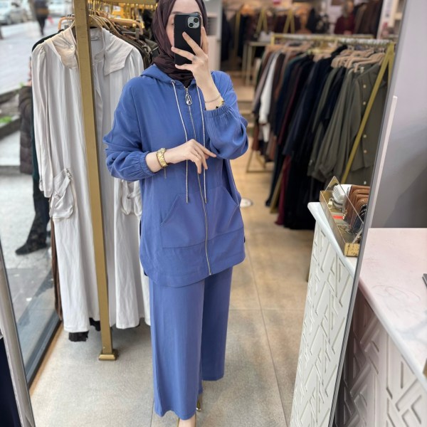 26YT620 Önden Fermuarlı Kapüşonlu Spor Takım - Görsel 14