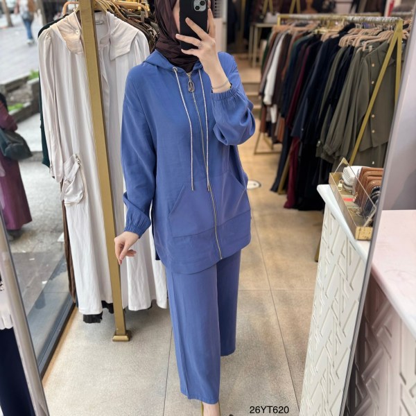 26YT620 Önden Fermuarlı Kapüşonlu Spor Takım - Görsel 6