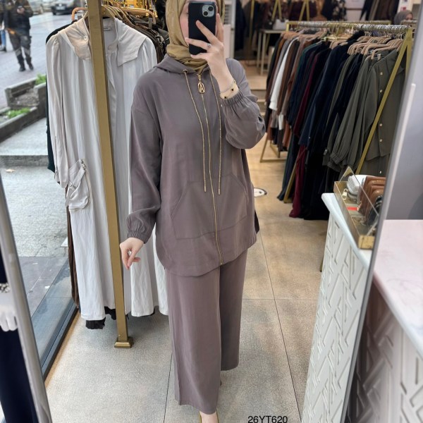 26YT620 Önden Fermuarlı Kapüşonlu Spor Takım - Görsel 10