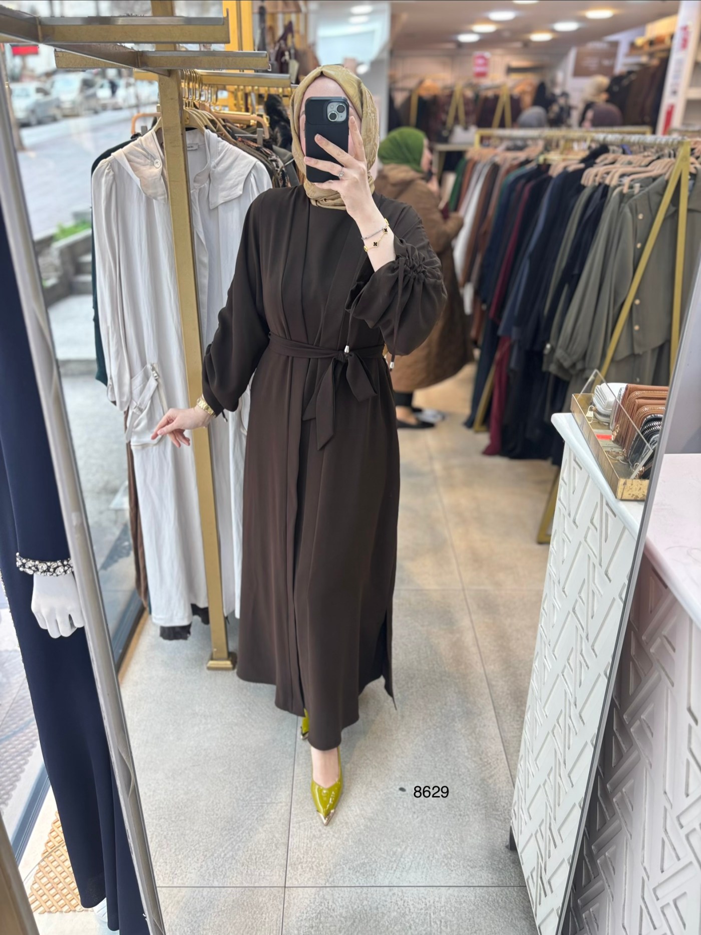 8629 Belden Bağlamalı Elbise