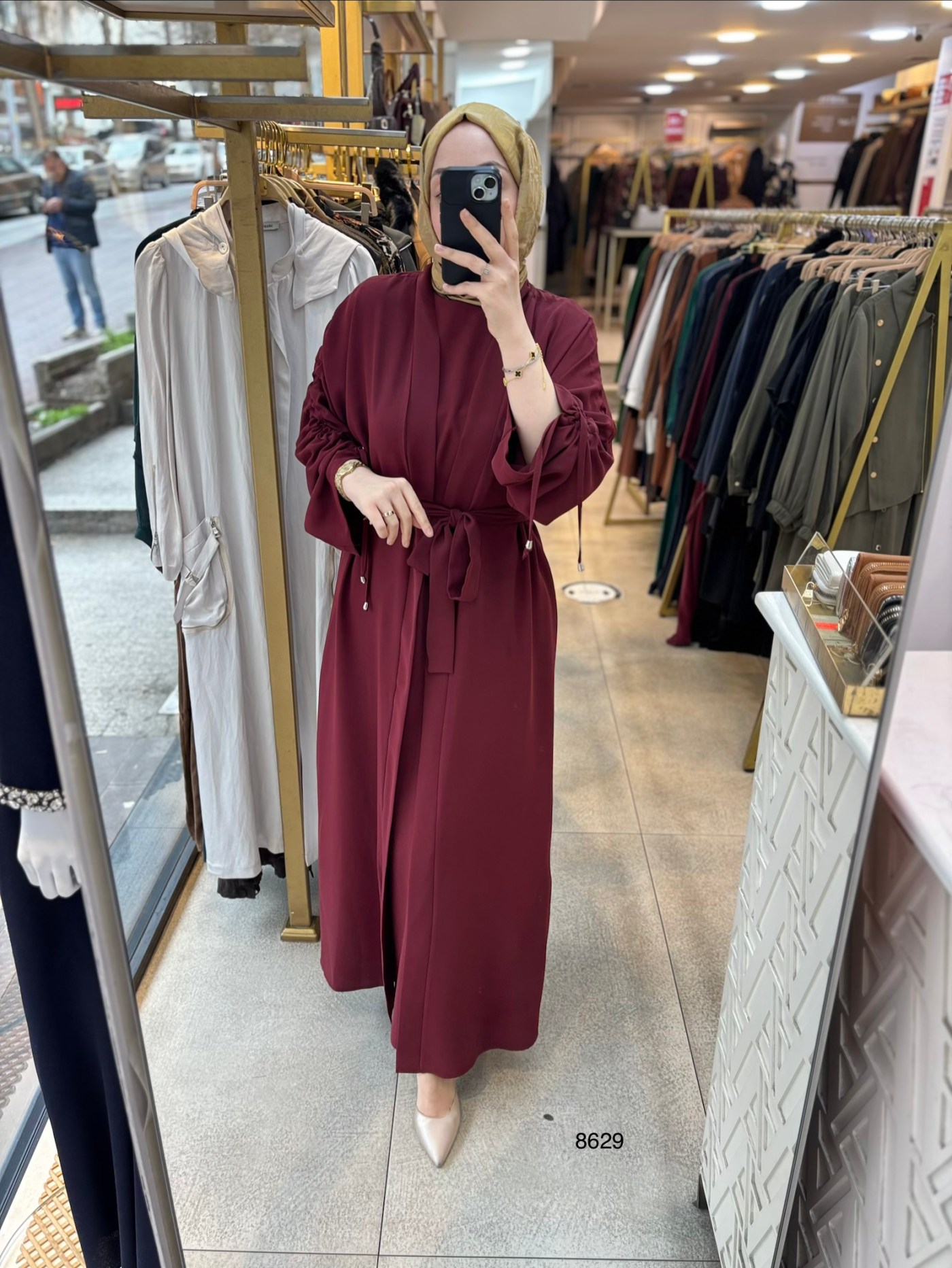 8629 Belden Bağlamalı Elbise