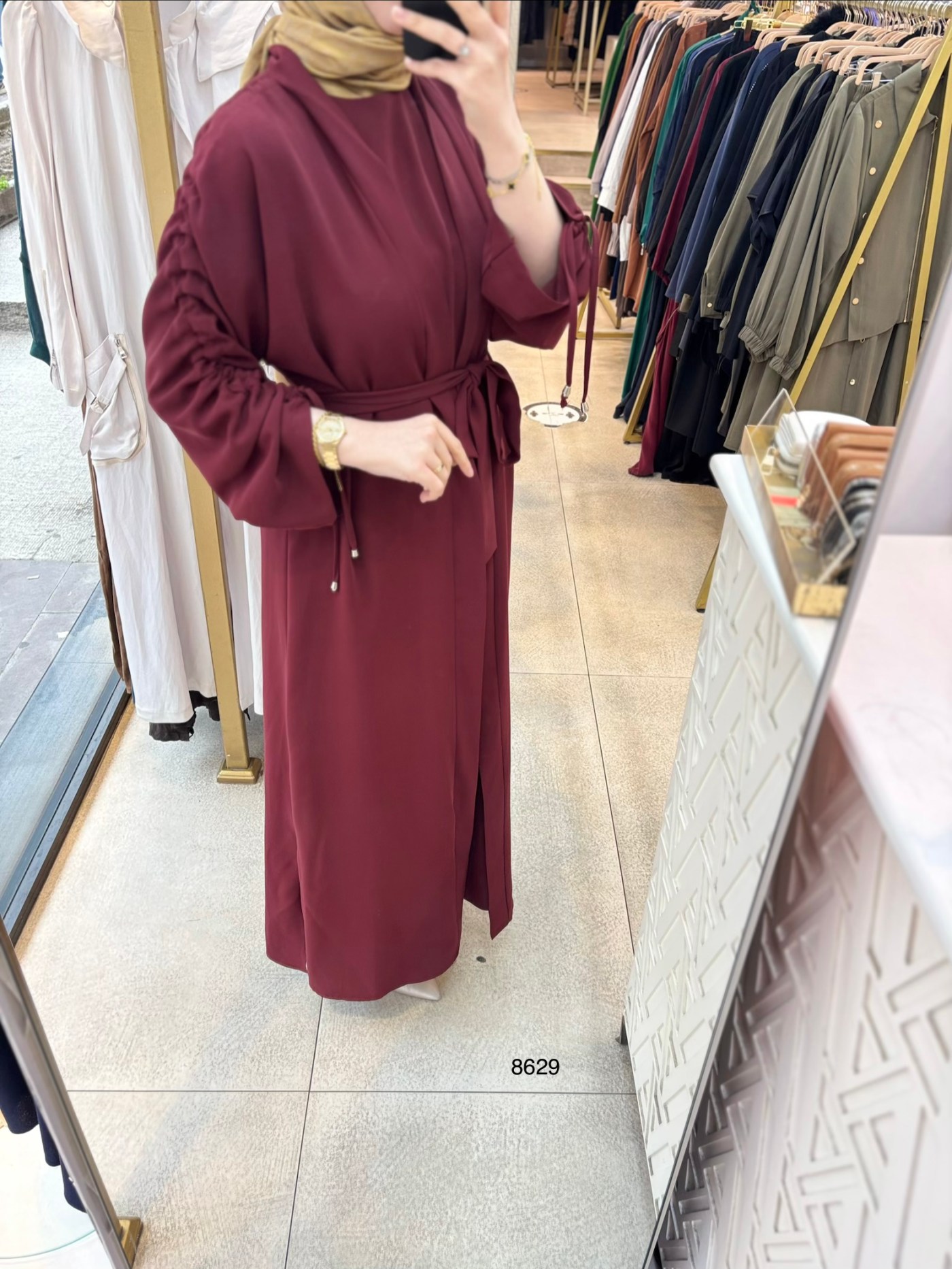 8629 Belden Bağlamalı Elbise