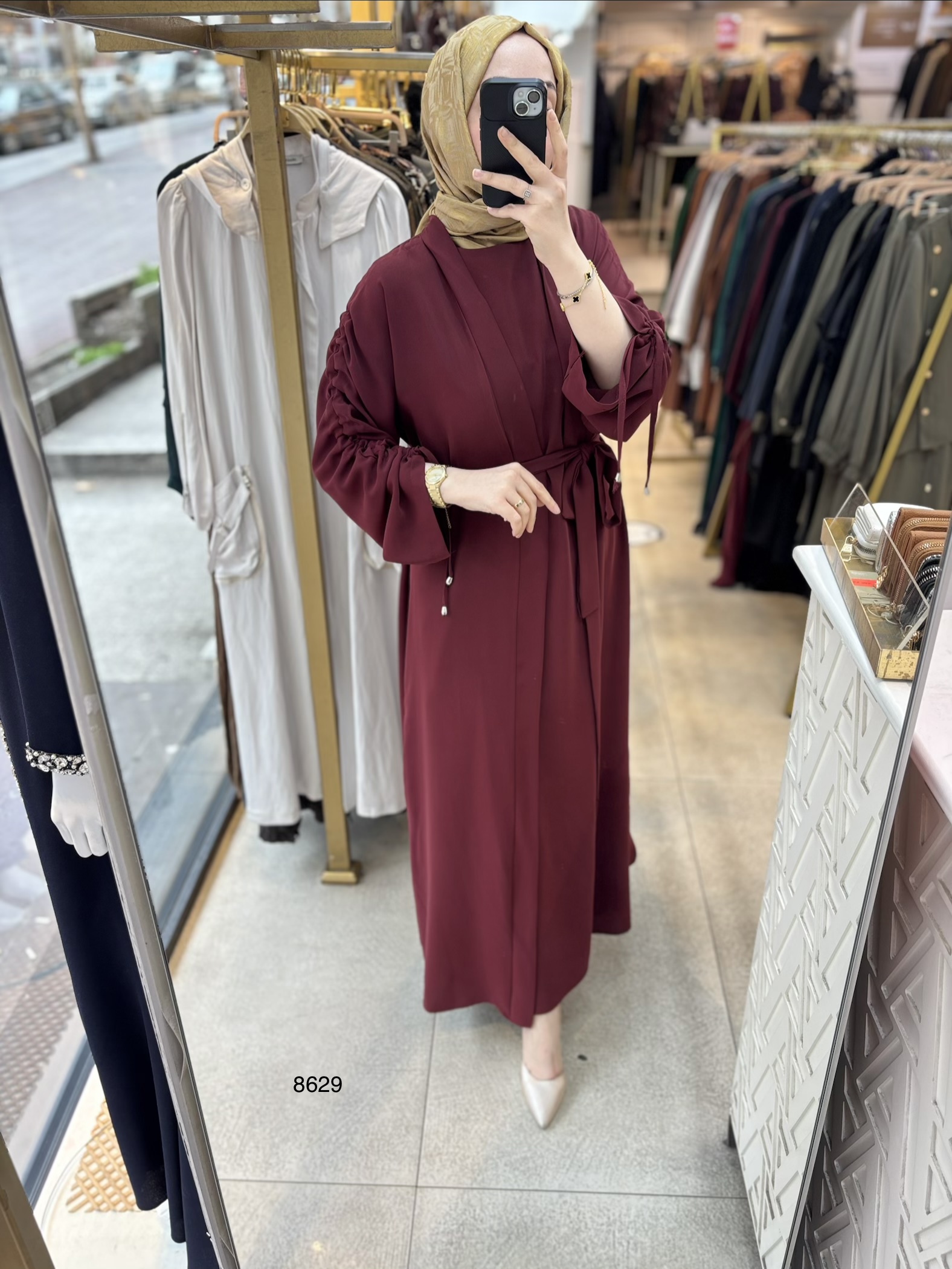 8629 Belden Bağlamalı Elbise - Görsel 16