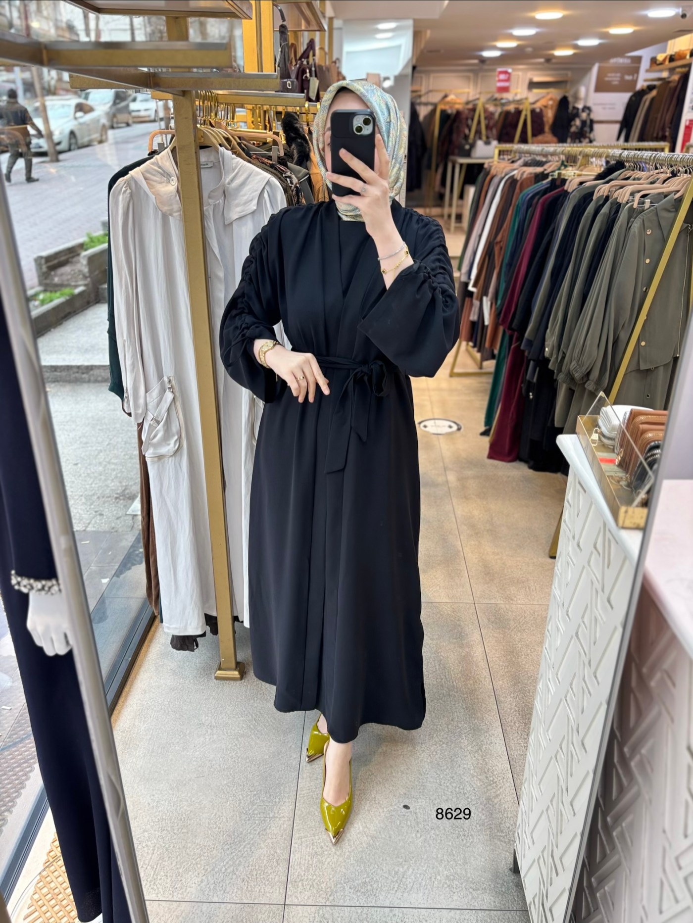 8629 Belden Bağlamalı Elbise