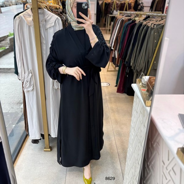 8629 Belden Bağlamalı Elbise - Görsel 5